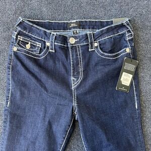 True Religion Jeans Womens 32 Dark Wash Becca Mid Rise Bootcut Flap Pockets